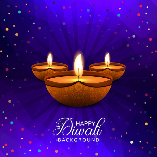 Glücklicher dekorativer bunter hintergrund diwali mit konfettis