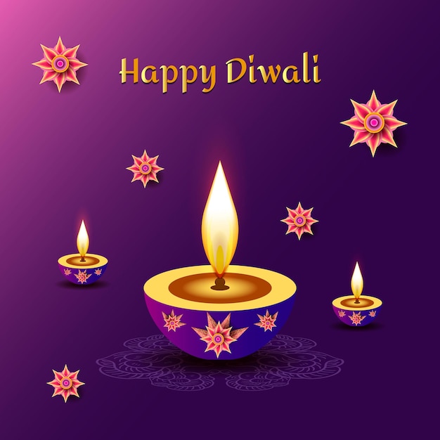 Glücklicher Diwali-Hintergrund in lila Gradientenfarbe sehr schön für Wanddekoration