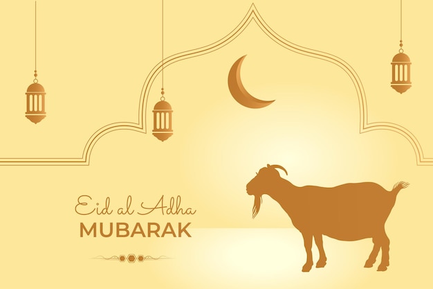 Glücklicher eid al adha mubarak hintergrund mit schafen