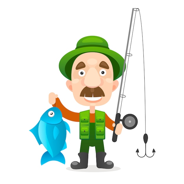 Glücklicher Fischercharakter halten große Fische.