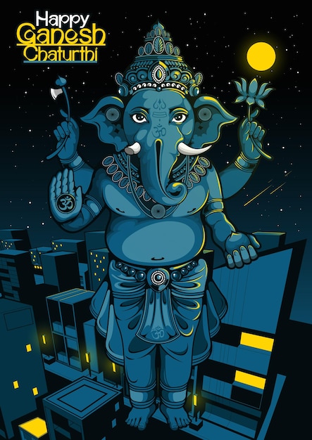 Glücklicher ganesh chaturthi von indien für traditionelles hinduistisches festival.