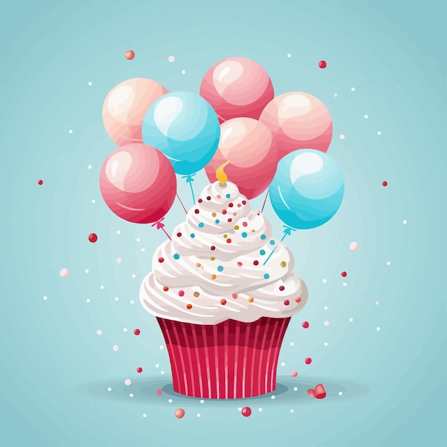 Glücklicher geburtstag cupcakes PremiumVektor