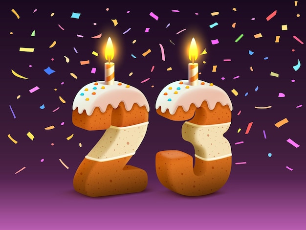 Glücklicher Geburtstag Person Geburtstag Kerze mit Kuchen in Form von Zahlen Vektor