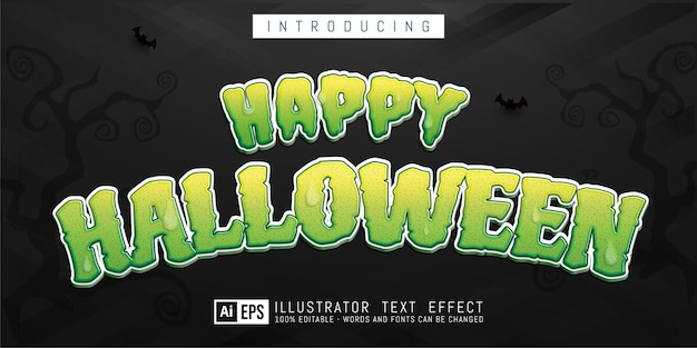 Glücklicher halloween-bearbeitbarer textstileffekt, der für halloween-banner-ereignisthema geeignet ist