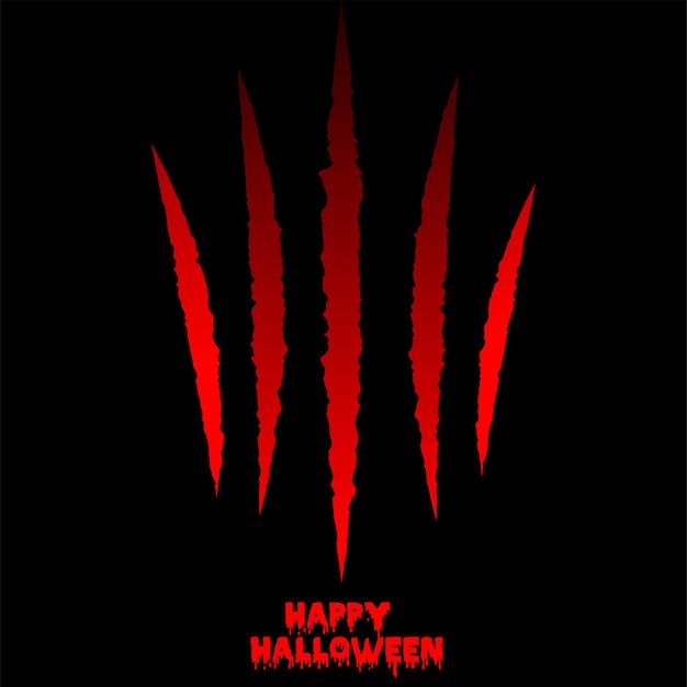 Glücklicher halloween-hintergrund mit rotem greifer-kratzer. vektor