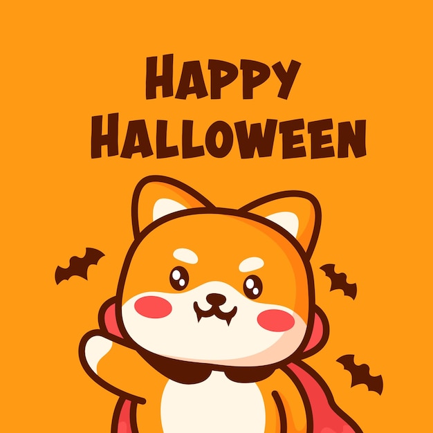 Vektor glücklicher halloween-shiba-hund