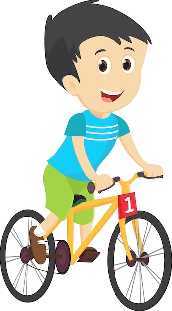 Glücklicher kleiner Junge, der Fahrrad fährt