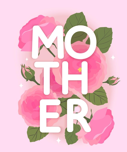Glücklicher Muttertag-Karte mit rosa Rosen Vektor-Illustration