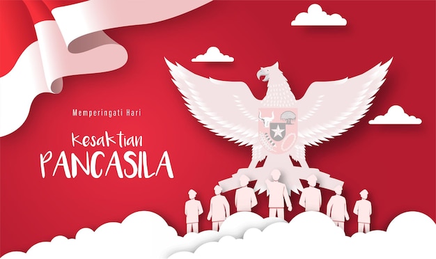 Glücklicher pancasila-tag. vektor-illustration der pancasila-feier in indonesien.