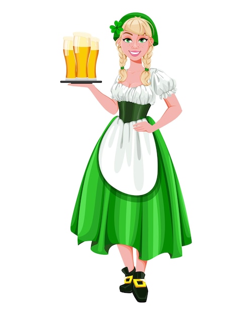 Glücklicher St. Patricks Tag. Junges Mädchen Kobold