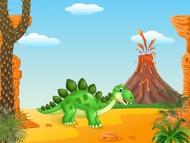Glücklicher stegosaurus der karikatur