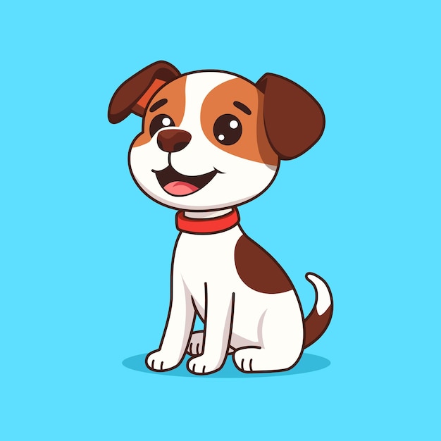 Glücklicher süßer Hund sitzt in einer Zeichentrickfilm-Vektorillustration
