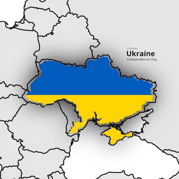 Glücklicher unabhängigkeitstag der ukraine, karte, flagge