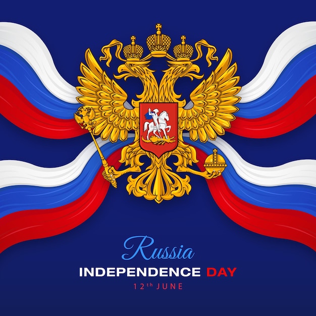 Glücklicher unabhängigkeitstag russlands mit emblem der russischen föderation