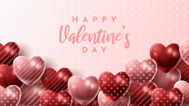 Glücklicher Valentinstag mit Herzballon für Grußkarte