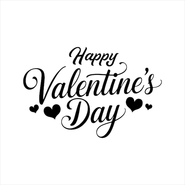Glücklicher Valentinstag Silhouette Typografie Vektordesign