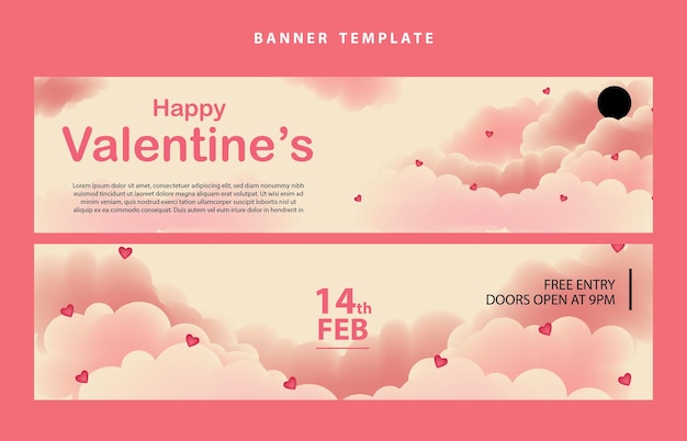 Glücklicher valentinstag social media poster banner flyer muster ereignis abstrakte layoutillustration