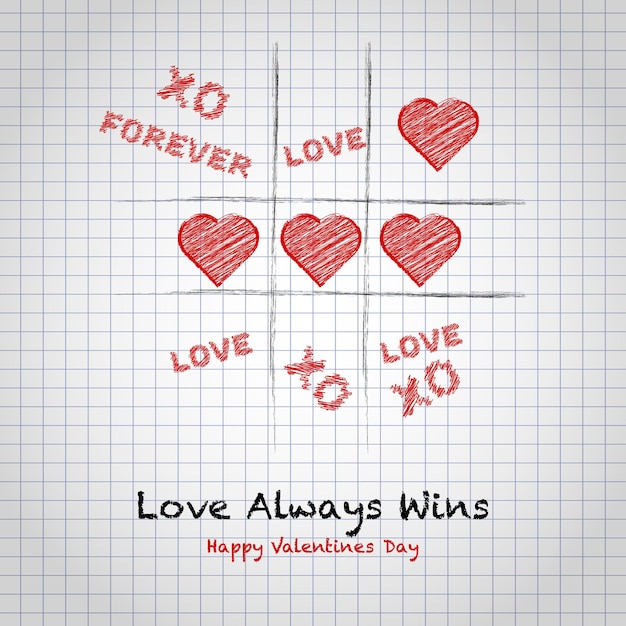 Glücklicher Valentinstag Tic Tac Toe Liebesspiel XO