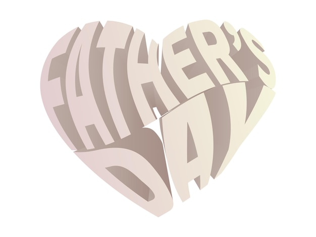 Glücklicher Vatertag in einer Herzform auf einem modernen Typografiedesign des weißen Hintergrundes