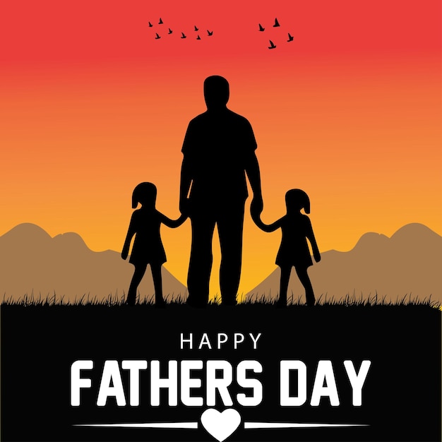 Glücklicher Vatertag Vater und Sohn schöne Silhouette Sonnenuntergang Szene Poster Design