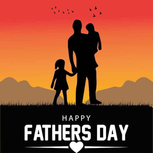Glücklicher Vatertag Vater und Sohn schöne Silhouette Sonnenuntergang Szene Poster Design