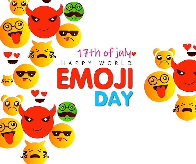 Glücklicher Welt-Lächeltag Emojis Zusammensetzung Siebzehn Juli