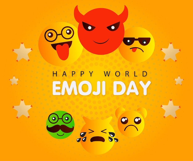 Glücklicher Welt-Lächeltag Emojis Zusammensetzung Siebzehn Juli