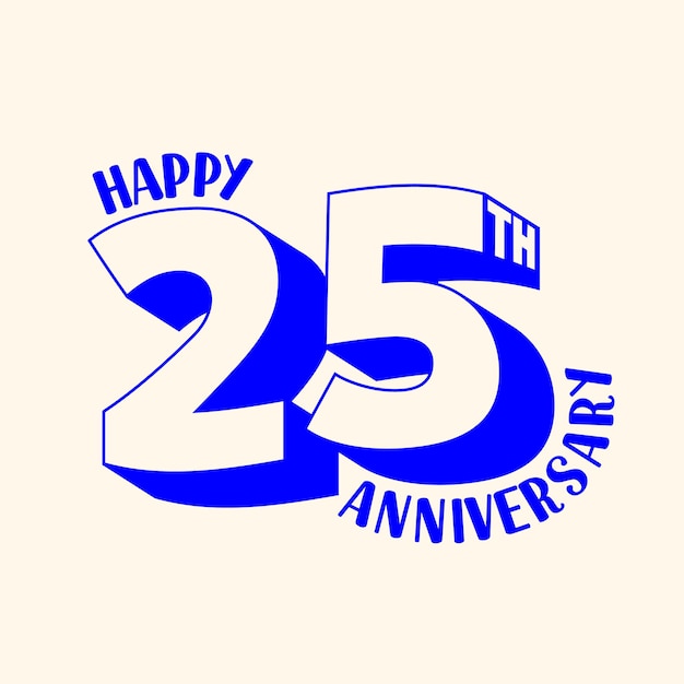 Vektor glückliches 25-jähriges logo-design mit 3d-stil 25 buchstaben isoliert auf weißem hintergrund 25 jahre