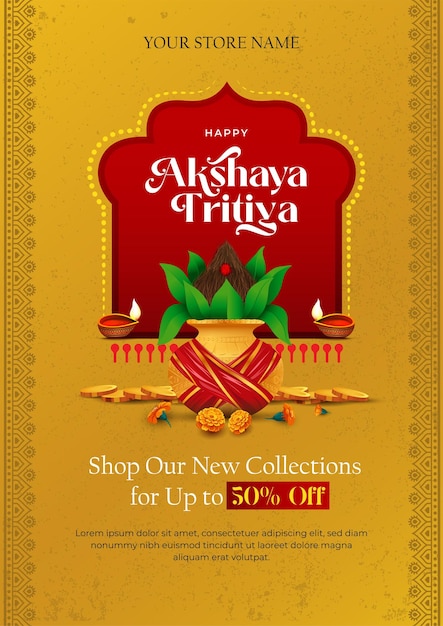 Glückliches Akshaya Tritiya Festival Feiern Hintergrund Vorlage Design