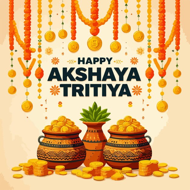 Glückliches Akshaya Tritiya Hintergrund-Vektor-Illustration Indisches Fest