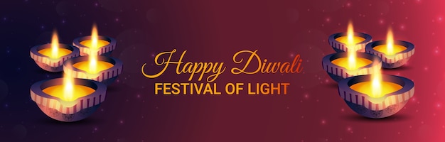 Vektor glückliches diwali-feierbanner oder -kopf