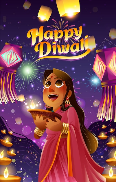 Glückliches diwali-fest des lichtkonzepts