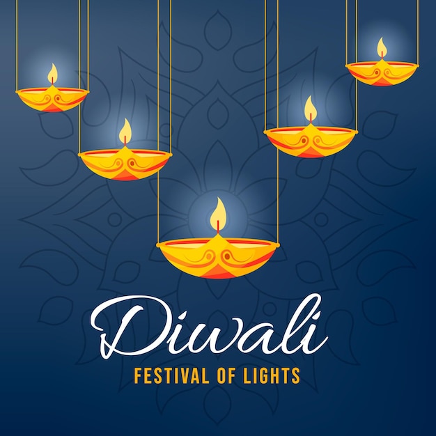 Glückliches diwali-konzept im flachen design