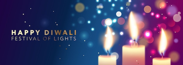 Vektor glückliches diwali-poster mit lichtern indisches lichtfestival design geeignet für grußkarten-web