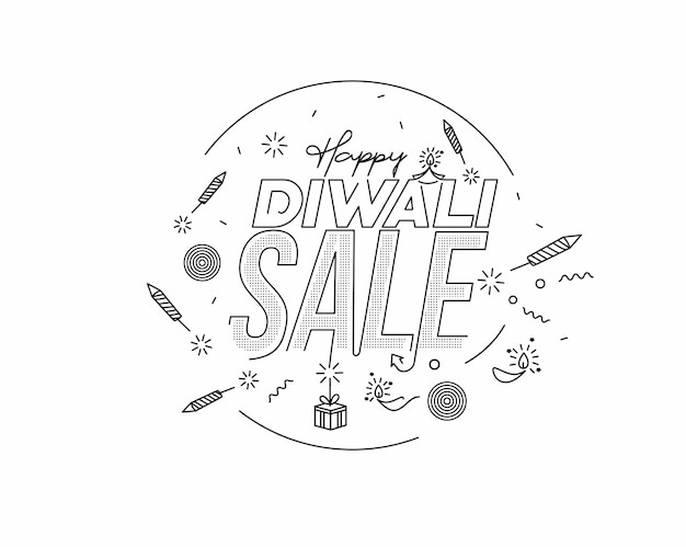 Glückliches diwali-verkaufsfahnen-plakat, vektorillustration.