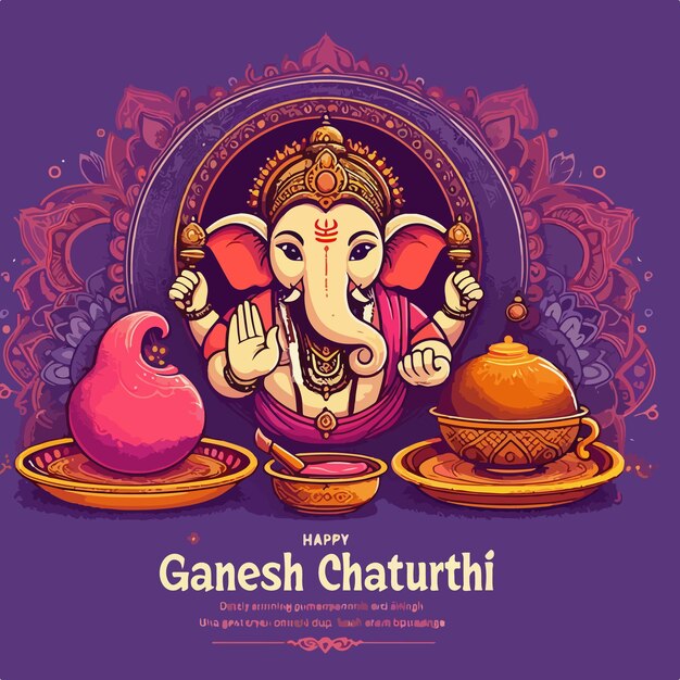 Vektor glückliches ganesh chaturthi festival illustration mit shree ganesh indischer gott feiern für die geburt