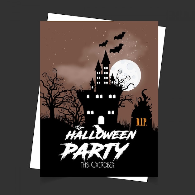 Glückliches Halloween-Einladungsdesign mit Typografievektor