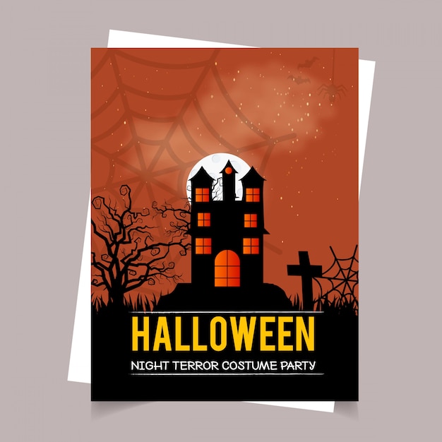 Glückliches halloween-einladungsdesign mit typografievektor