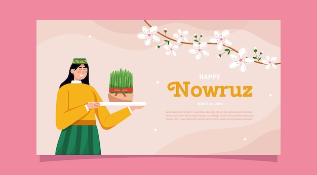 Glückliches horizontales Banner von Nowruz