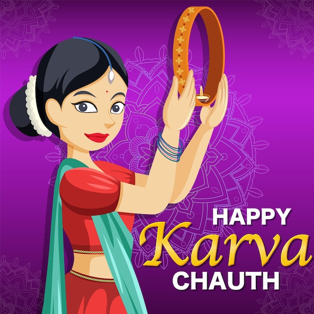 Glückliches karva chauth-plakatdesign