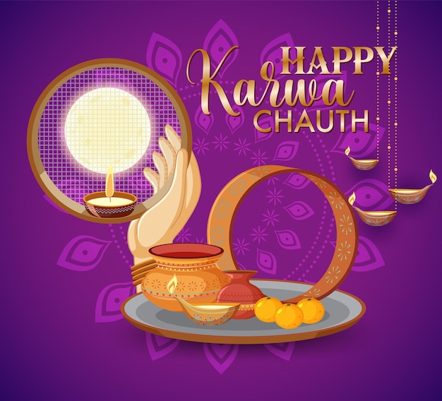 Glückliches karva chauth-plakatdesign