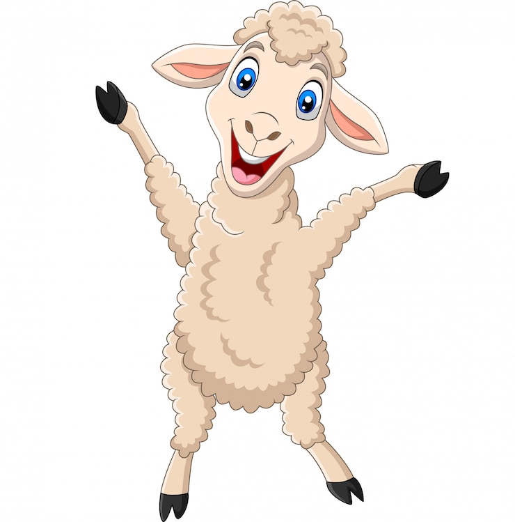 Vektor glückliches lamm der karikatur lokalisiert auf weiß