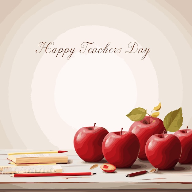 Glückliches Lehrertag-Vektorplakat mit Apfelbleistift