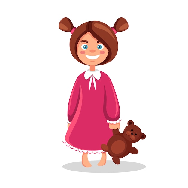 Glückliches Mädchen mit Teddybär