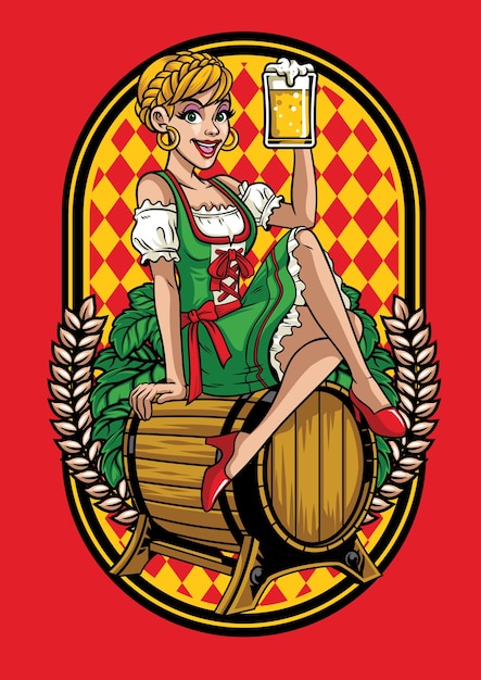 Vektor glückliches mädchen von oktoberfest