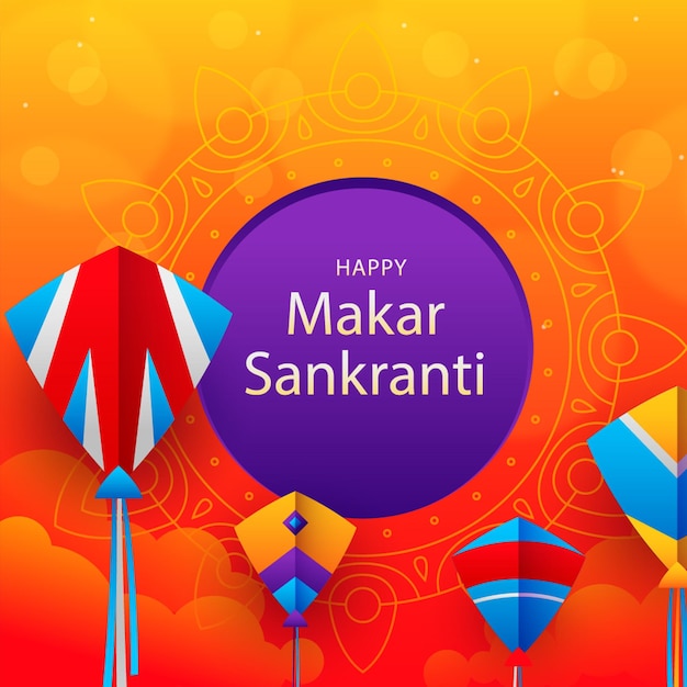 Glückliches Makar Sankranti Indisches Fest Pongal Festival Indisches Festival Poster Vektor-Illustration