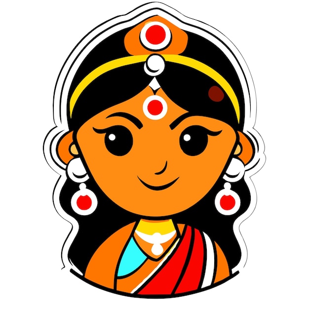 Glückliches navratri krishna durga janmashtami handgezeichnetes flaches stilvolles cartoon-sticker-ikonenkonzept