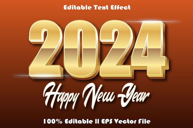 Glückliches Neues Jahr 2024 Editierbare Texteffekt