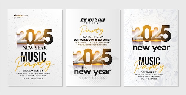 Glückliches neues Jahr 2025 Musikfest Design Musikfest Veranstaltung, um das neue Jahr 2025 zu begrüßen Vektor Premium Design 2025 Plakate Banner Social-Media-Posts und 2025 Neujahr-Flyer