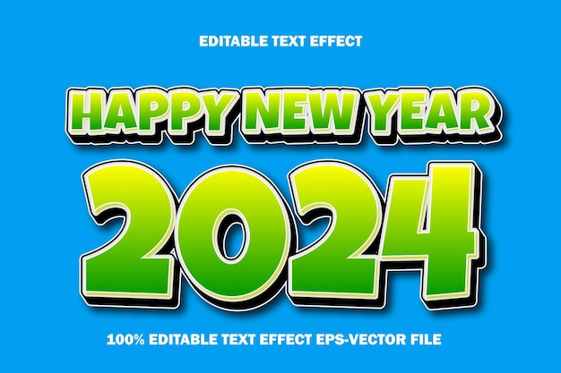 Glückliches neues Jahr Editierbare Texteffekte 3D-Emboss-Gradient-Stil